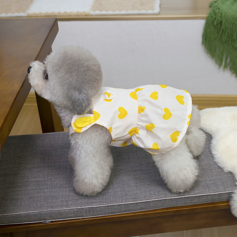 Spring and summer painted drawstring dress set, pet dog teddy Bichon Frise small dog vest style chest and back dog clothing Specification image