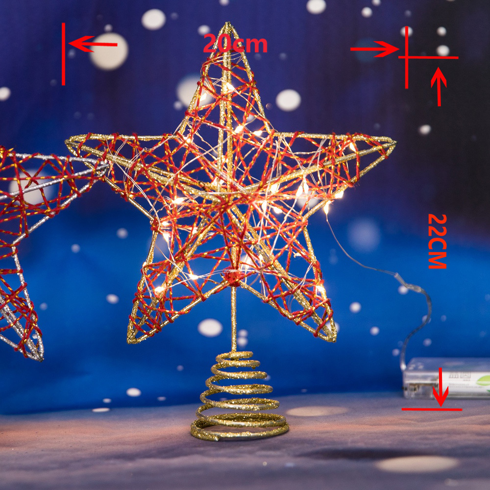 Cross-border wholesale of Christmas tree top star ironwork accessories, five-pointed star Christmas tree decorations, Christmas tree pendants, and shining stars Application Scenario