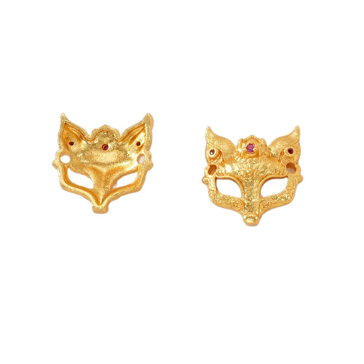 Sand gold diamond-encrusted fox mask pendant, hollowed-out LAN Yan fox necklace bracelet pendant accessory, diy handcrafted accessory Item Picture