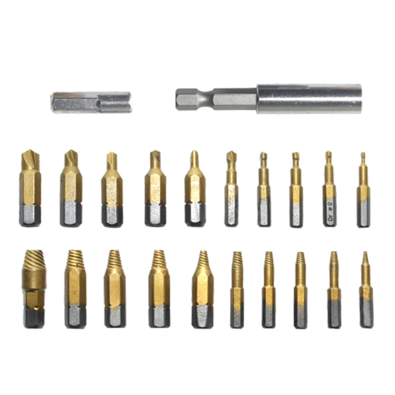 22pc Broken wire remover, electric drill for drilling screws, tool set for removing damaged and stripped screws, hardware Item Picture