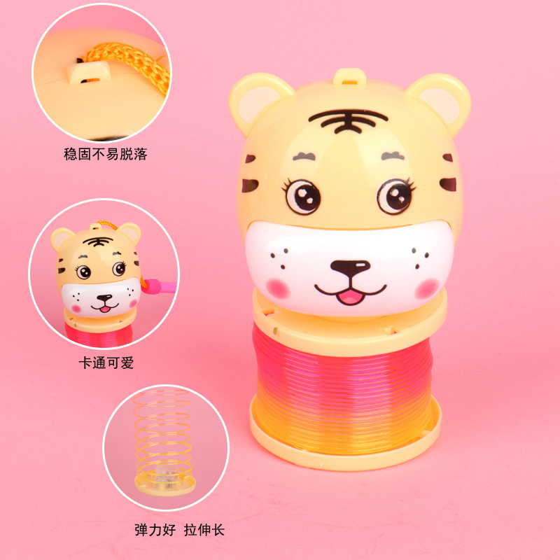 Tiger Year hand-held lantern Rainbow Ring 2022 Cartoon Tiger Glowing Elastic Rainbow Ring Spring Ring Toy wholesale Specification image