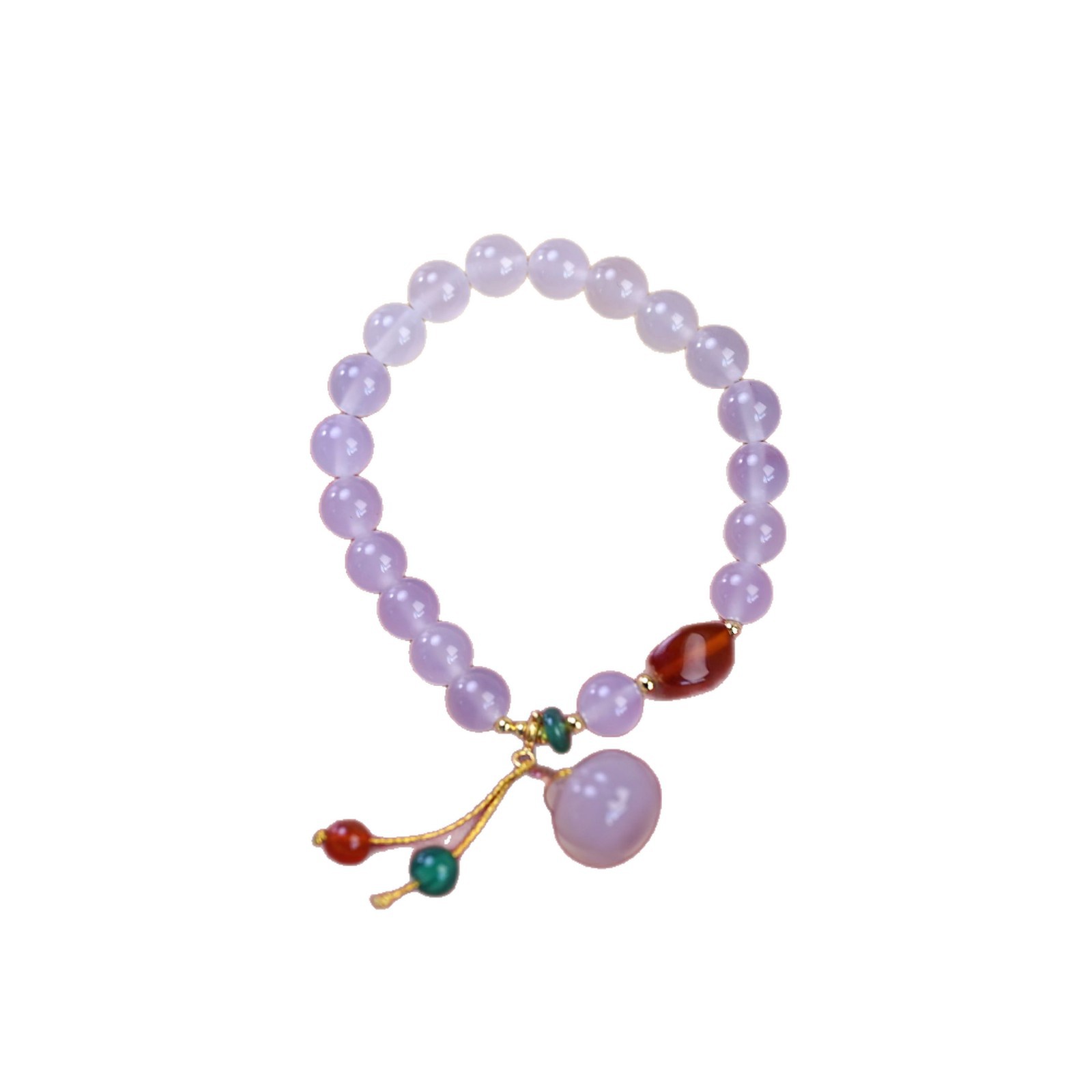 新中式白盐源玛瑙手串文玩时尚高级感女桃子吊坠玉髓手链串珠饰品详情图5