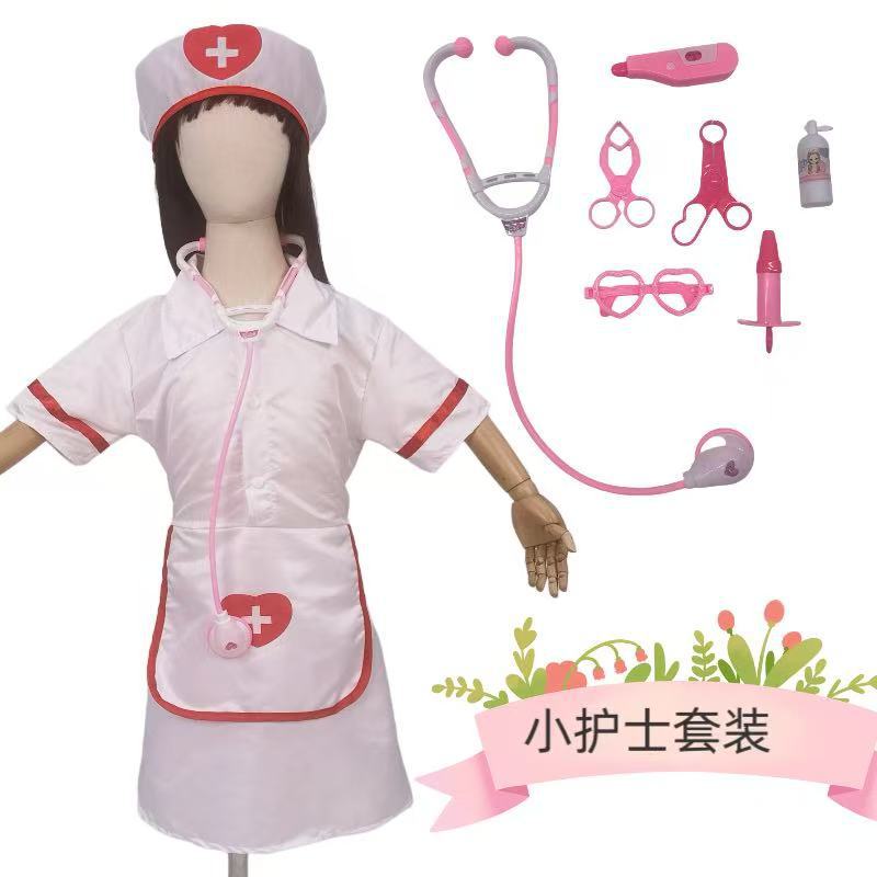 外贸热销万圣节女童小护士幼儿园表演服cosplay过家家护士演出服
