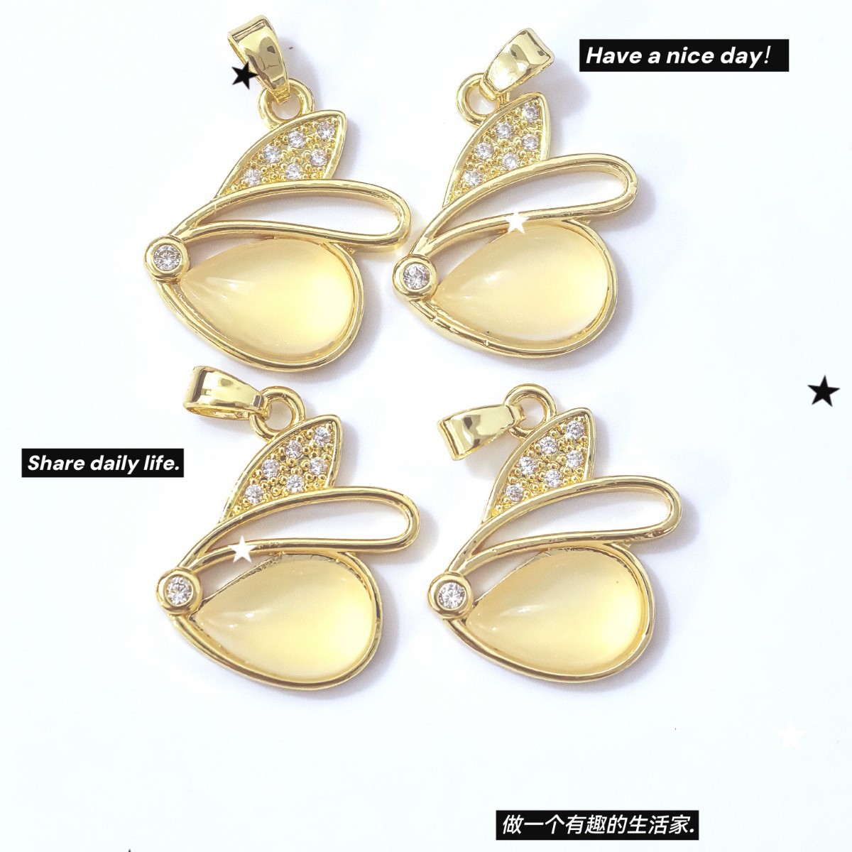 A cute and adorable imitation shell rabbit heart rose pendant necklace for women with a unique personality Application Scenario