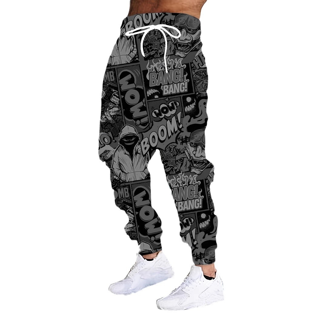 Independent station cross-border trade men's 3D colorful printed sportswear and casual sweatpants, fashionable and versatile autumn drawstring long pants Item Picture