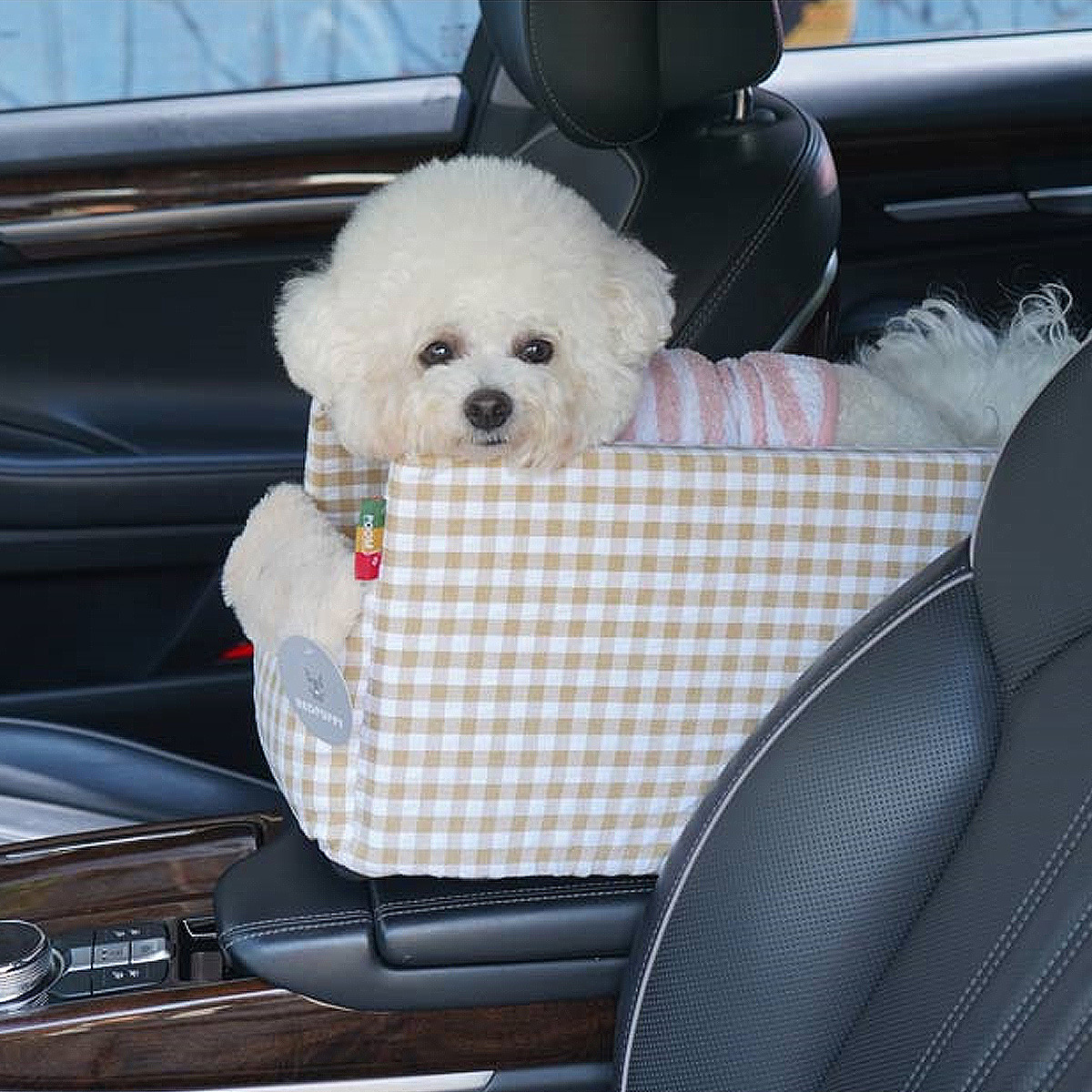 Korean version car central control cat bed, square checkered bed, all-season universal pet bed, small and medium-sized pet seat wholesale Specification image