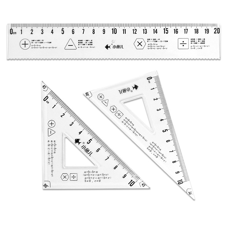 Xiaoyu 'er Student Special Ruler Set 15/20cm Math Function Ruler Set Four-piece set set set set of Set Square, ruler and protractor Item Picture