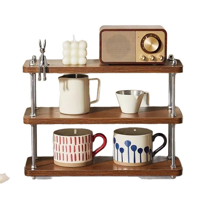 Desktop storage rack, three-layer kitchen coffee rack, desk partition rack, desktop storage, small bookshelf, water cup and tea set rack Item Picture