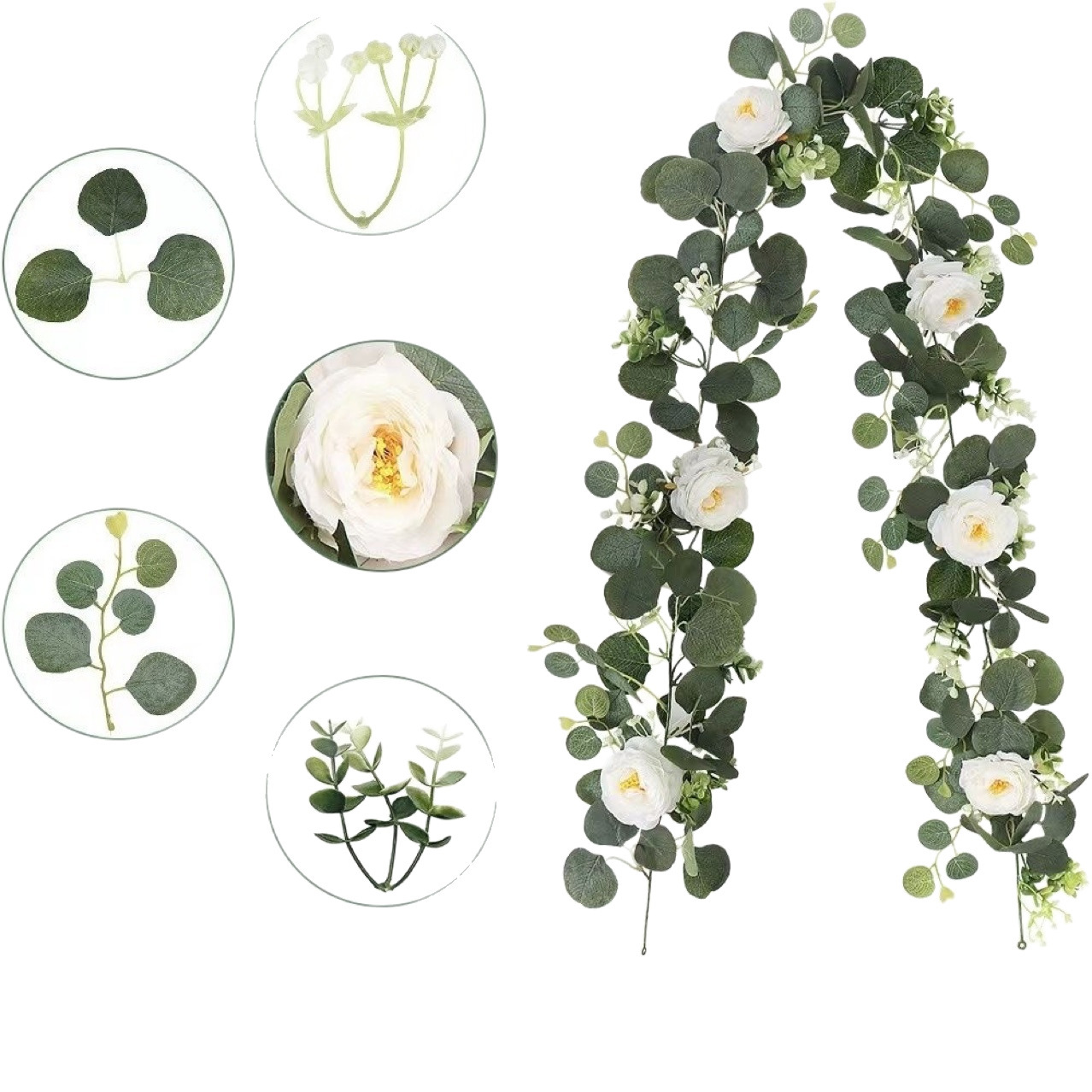 仿真花DIY发饰配件/假花/5朵塑膠花/仿真花/假花批发白底实物图