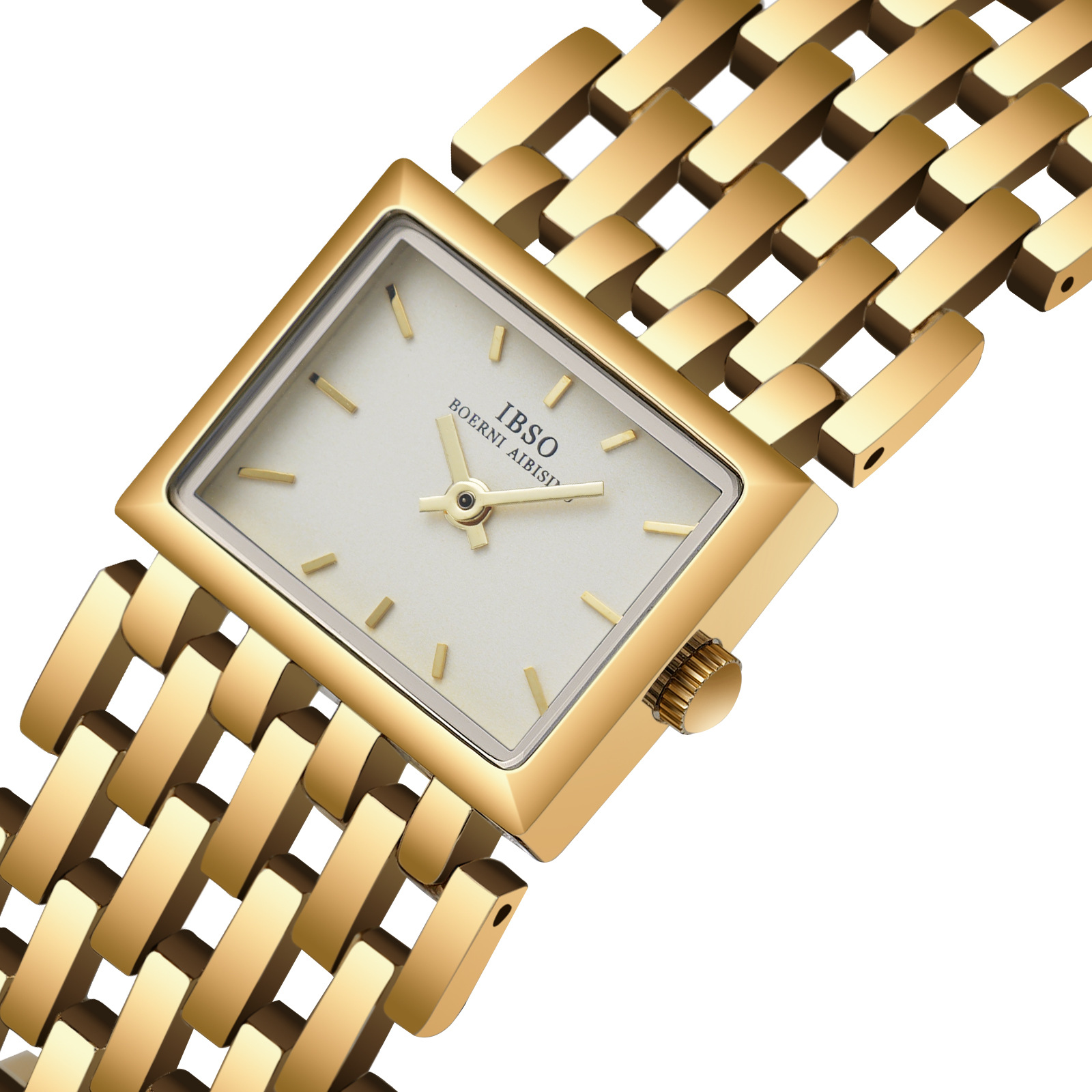 IBSO金色方形石英女表輕奢中古風(fēng)鋼帶腕表時(shí)尚氣質(zhì)款詳情圖3