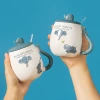 Cartoon three-dimensional relief elephant ceramic cup, office and home mug, coffee cup, high appearance level, couple water cup with lid Application Scenario
