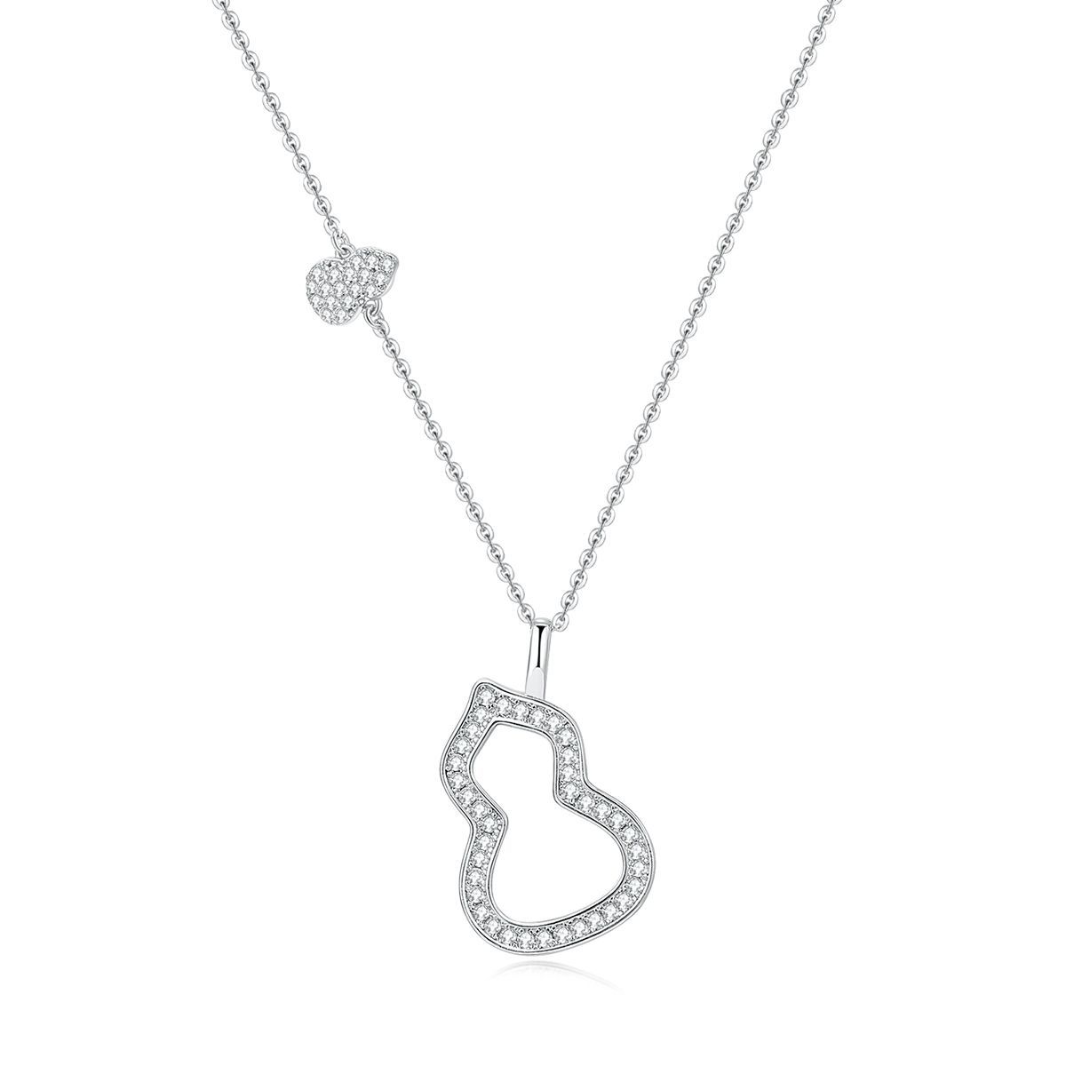 葫芦项链女S925纯银吊坠小众轻奢精工镶钻锁骨链女直播供货白底实物图