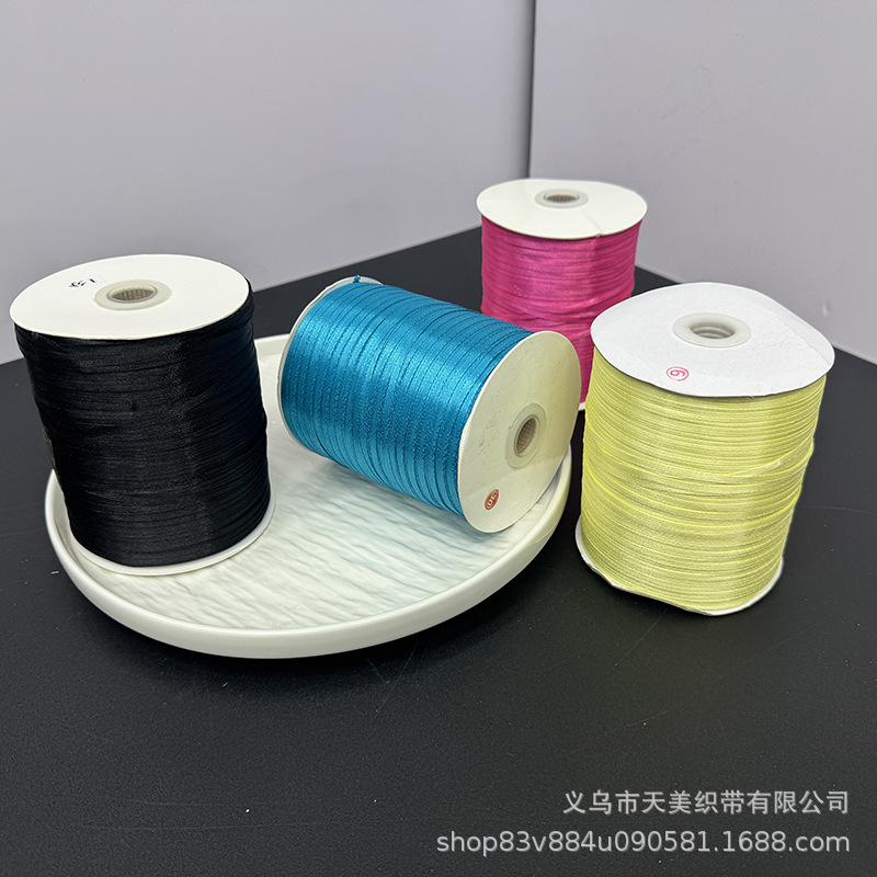 3MM large roll ribbon, 0.3-1CM satin ribbon, wedding candy sealing pocket tag rope, colored satin ribbon bookmark rope, narrow ribbon