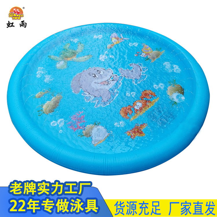 工厂批发零售170CM大白鲨喷水垫儿童户外娱乐戏水池充气海喷水池细节图