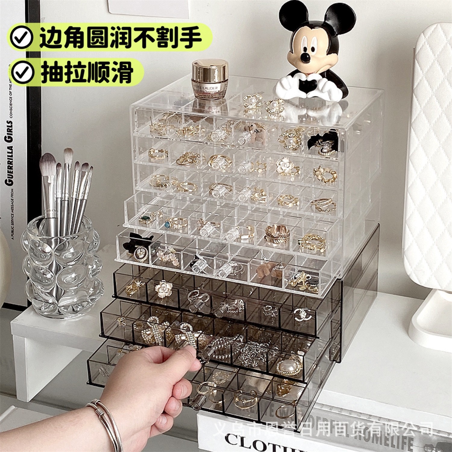 Transparent jewelry storage box, multi-layer large-capacity rings, stud earrings, necklaces, bracelets, home internet-famous drawer-style jewelry box details Picture