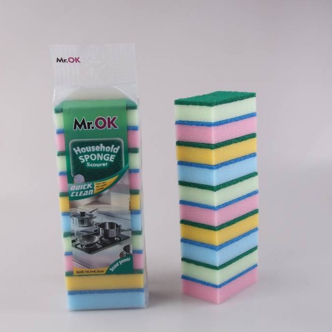 Mr.OK factory direct supply sponge scouring pads, double-sided cleaning sponges, kitchen cleaning sponges, dishwashing sponges, pot scrubbing sponges details Picture