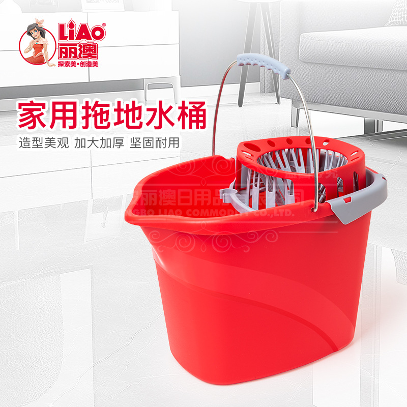 Thickened hand-pressed mop bucket, plastic mop bucket, rotating squeezing water bucket, mopping bucket, mopping cloth, spin-drying bucket