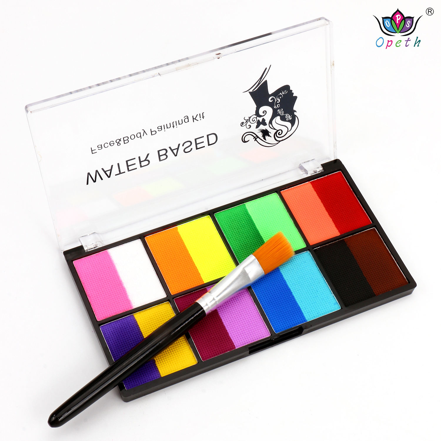 Cross-border 8-panel face color makeup palette, body painting, Halloween face stage performance, watercolor paint Application Scenario
