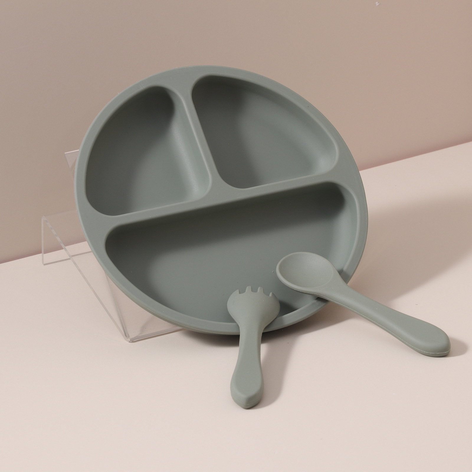 儿童餐具亚马逊电商母婴餐具套装硅胶吸盘碗硅胶围兜硅胶勺子详情图1