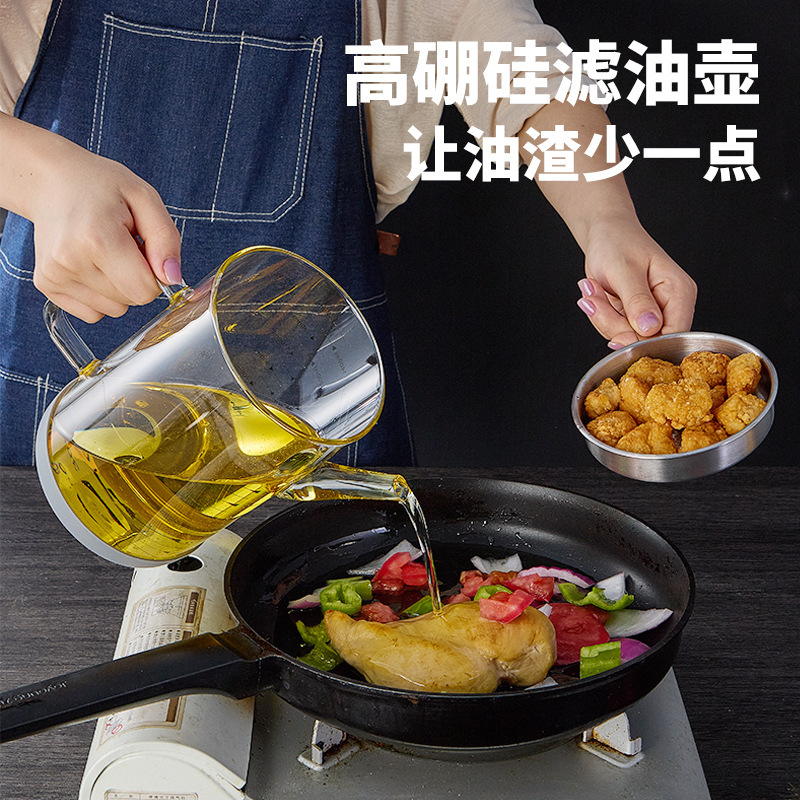 油壶防漏过滤油壶油渣壶油瓶家用厨房猪油罐漏油网壶玻璃滤油神器产品图
