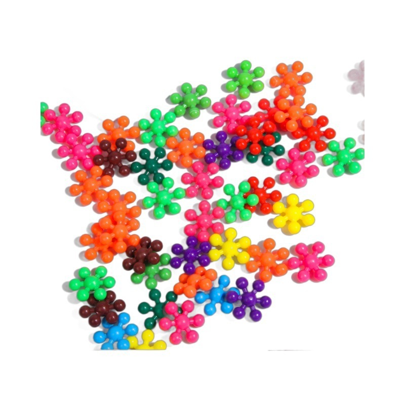 跨境热卖梅花积木立体拼装早教益智3D旋转拼插雪花片玩具批发白底实物图