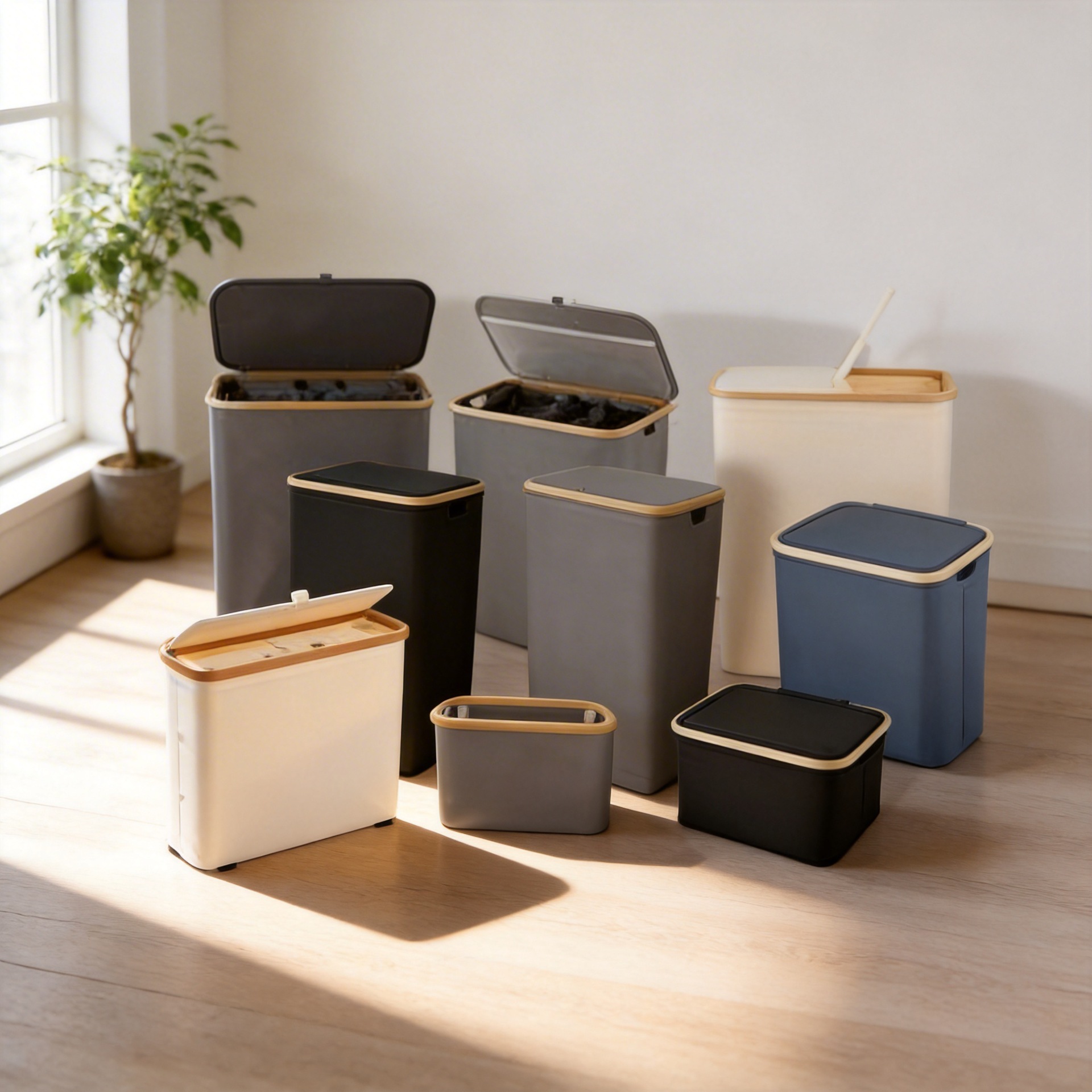 跨境脏衣篮卧室配内袋带盖可折叠竹木脏衣服收纳筐浴室脏衣篓衣物