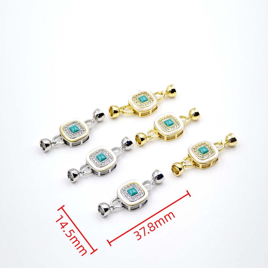 18k gold inlaid zircon O-shaped shell buckle rose heart buckle sweater chain connection end buckle diy accessory matching details Picture