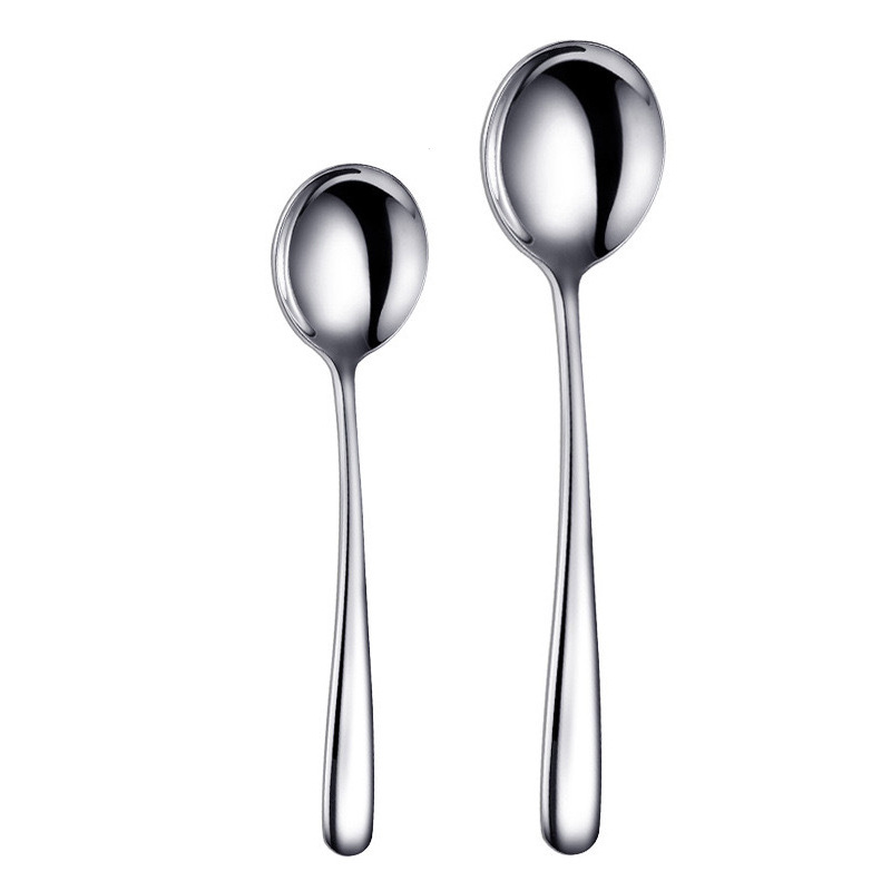 Elegante 316 cuchara de acero inoxidable hogar exquisito alto aspecto horizontal largo mango de alta calidad cuchara de mesa net bibimbap cuchara Item Picture