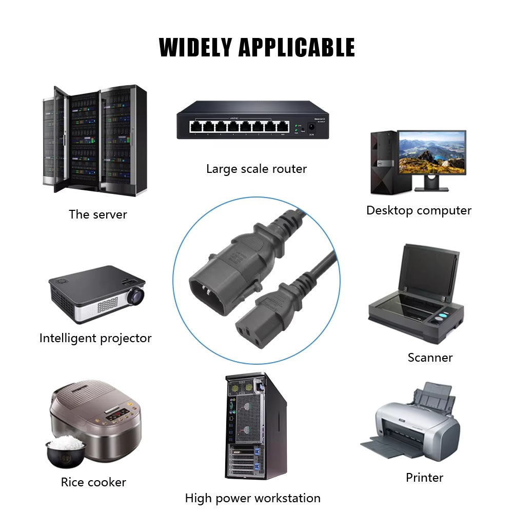 PDU power connection cable C13 to C14 with lock, P-LOCK chassis power cord, UPS server extension cable with lock Item Picture