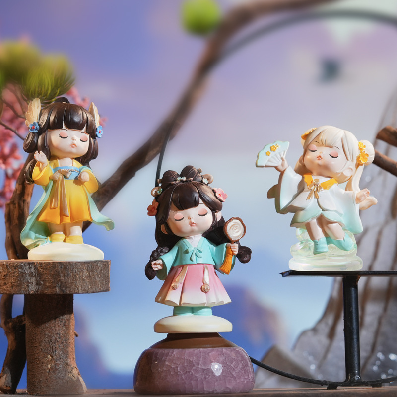 Ancient charm, traditional Chinese trend, cute Annie office desk decoration, girls' decorative item, resin handicraft details Picture