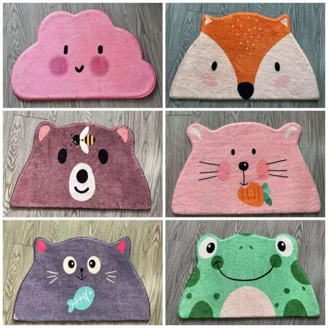 Cute faux cashmere cartoon printed super-fine absorbent foot MATS, bedroom door MATS, bathroom and living room shaped game MATS