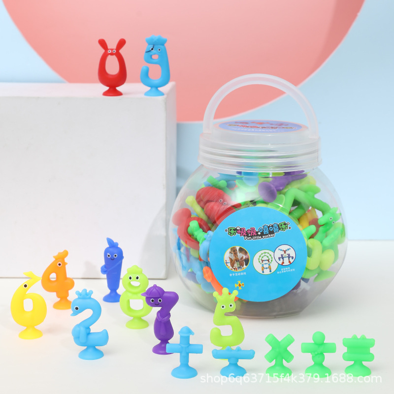 Suction cup digital sticky Fun children's bathroom bathing toy Animal Suction Fun Early education cognitive intelligence assembly toy details Picture