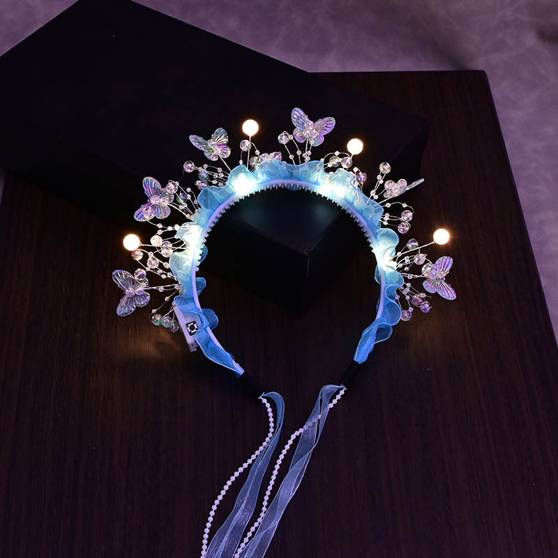The new butterfly pearl hair band for spring and summer is a girlish forest-style hair band with a strong atmosphere and is specially designed for taking photos Specification image