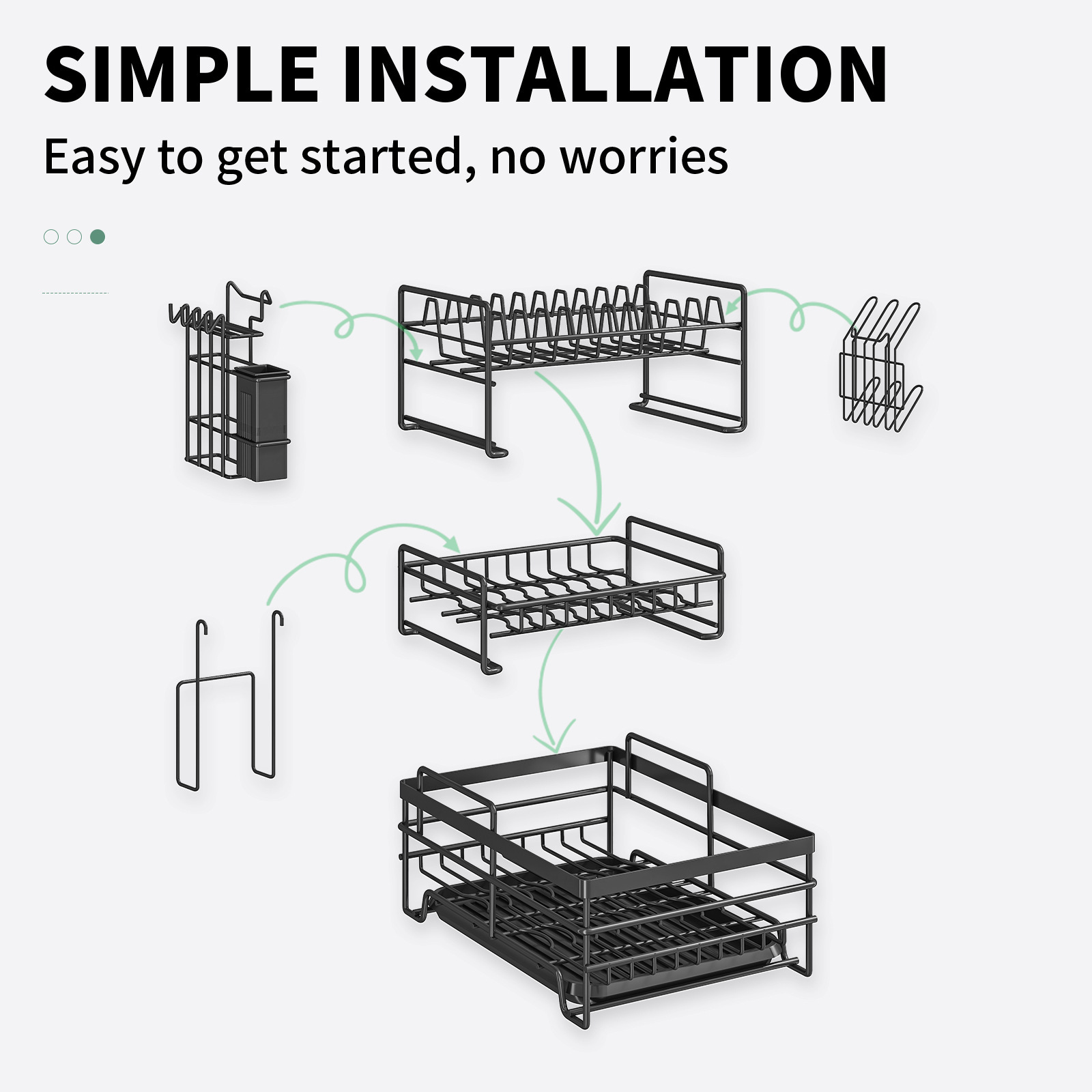 Cross-border Amazon draining bowl rack, kitchen dish storage rack, countertop dish rack, multi-functional double-layer storage rack Specification image