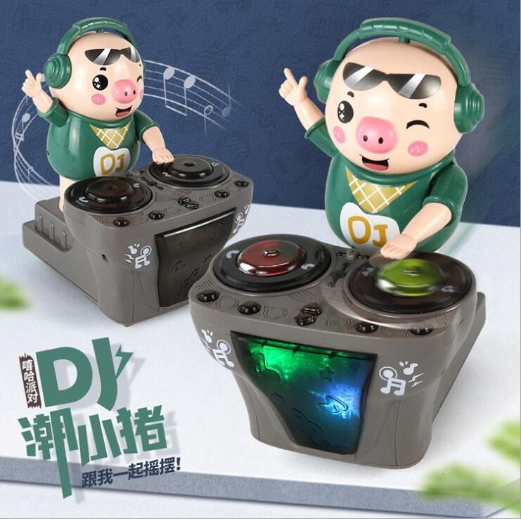 dj潮小猪打碟动感音乐派对炫彩灯光唱歌跳舞电动玩具抖音网红同款细节图