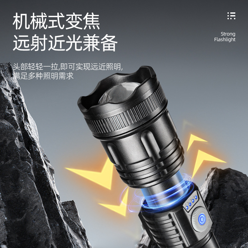 High-intensity long-range led flashlight, usb charging, ultra-bright outdoor household portable power bank, battery level display, emergency light Application Scenario