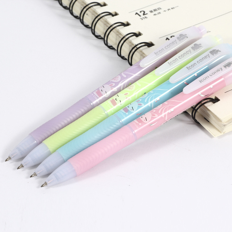 Gold-embossed heat transfer ballpoint pen, student cartoon 0.5MM ballpoint pen, 5676 plastic ballpoint pen wholesale details Picture