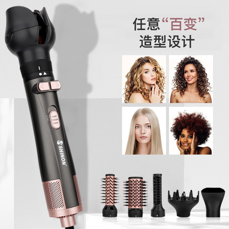 Multi-functional 6-in-1 automatic rotating multi-functional hot air comb, large wave two-in-one curling iron, straightening comb and hair dryer comb Specification image