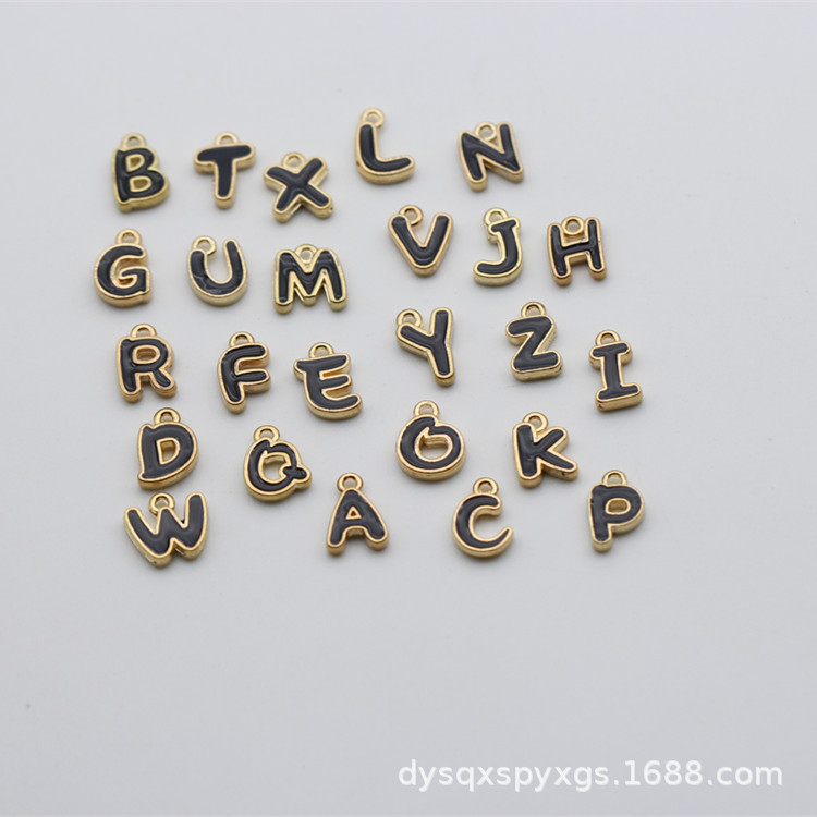 DIY accesorios accesorios 26 letras irregulares juego goteando aleación de aceite, collar pulsera colgante multicolor opcional Specification image