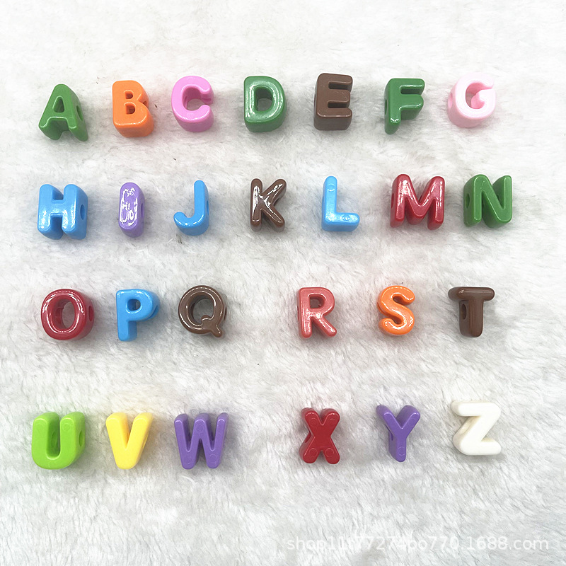 彩色亚克力大孔字母珠配件diy手工制作挂包手机链钥匙扣材料散珠