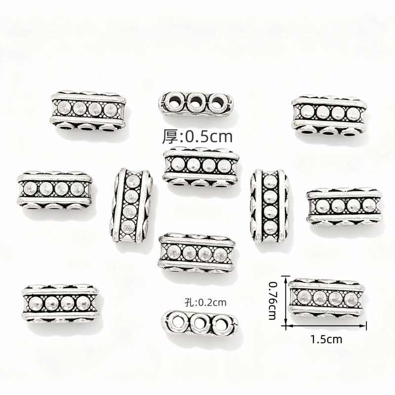 Retro multifila de orificios tubo cuadrado bead viento étnico tubo en relieve a través de orificios bead pulsera collar bead accesorios materiales al por mayor details Picture
