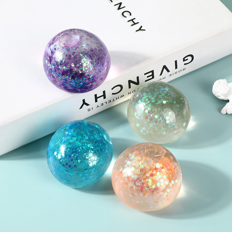 New slow-rebound stress-relieving round balls, children's novel glitter stress-relieving toys, night market colorful release pinching balls wholesale