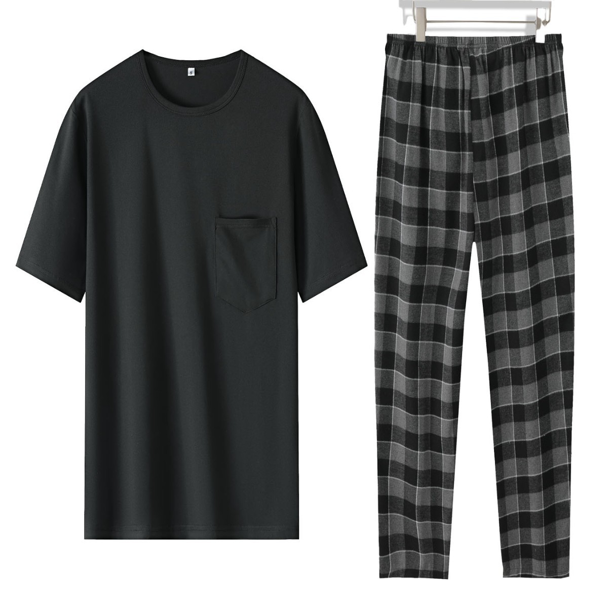 Cross-border new casual style set, two-piece printed home wear, men's trendy brand T-shirt, pajamas, short sleeves and long pants