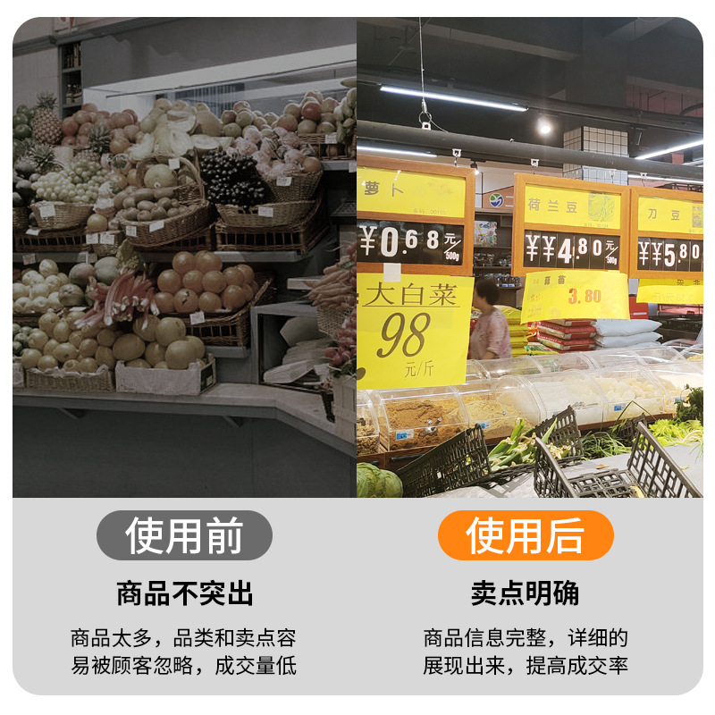 Supermarket wooden double-sided rewritable A5 fruit and vegetable signs, hand-written fresh pork price signs, high-end fruit price signs, hand-written prompt standing signs for fresh meat stalls, special offer identification cards for fruit counters, and price display for market and farmers' stalls details Picture