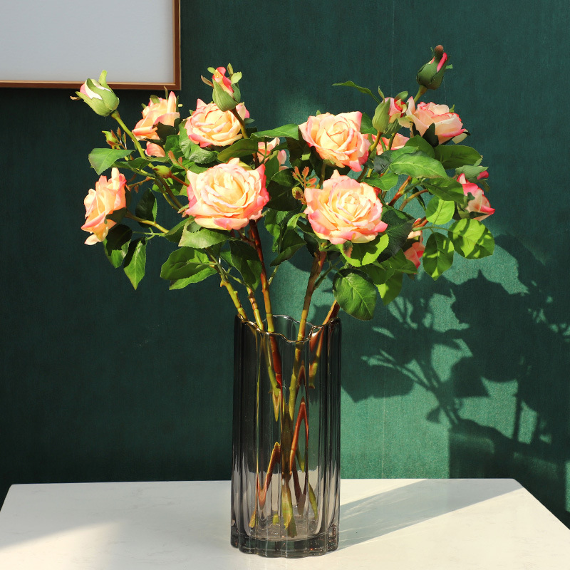 手感保湿仿真玫瑰花酒店家居客厅装饰假花Artificialflower大红