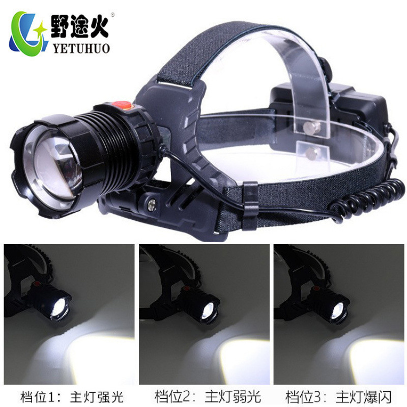 P99 head-mounted lamp, P70 high-intensity telescopic zoom headlamp, LED battery level display, adventure camping high beam wholesale