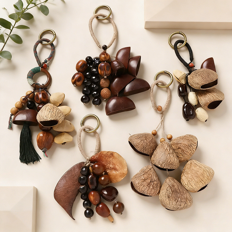 丰收福愿种子文琪同款许愿种子串珠包包挂件果壳手工编织复古挂件