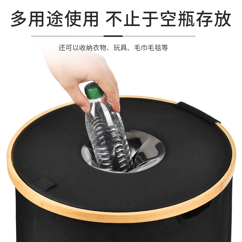 Cross-border American-style plastic bottle storage basket frame, eco-friendly recycling bag, kitchen and household items, foldable storage bucket Application Scenario