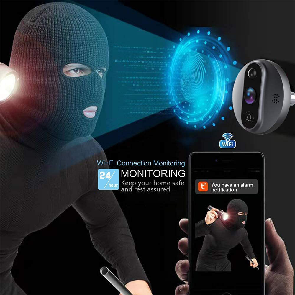 Tuya Smart Wireless WiFi cat-eye Video Doorbell, 3 million two-way intercom, high-definition monitoring TYPE-C interface Specification image