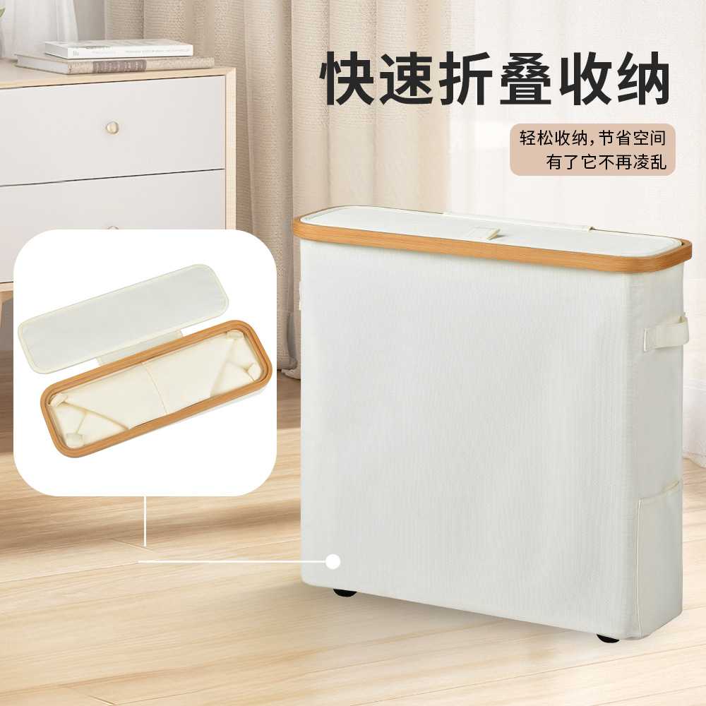 Nan bamboo tissue paper storage basket, toilet paper storage basket, large-capacity open-lid dust-proof storage basket for bathroom sundries Specification image